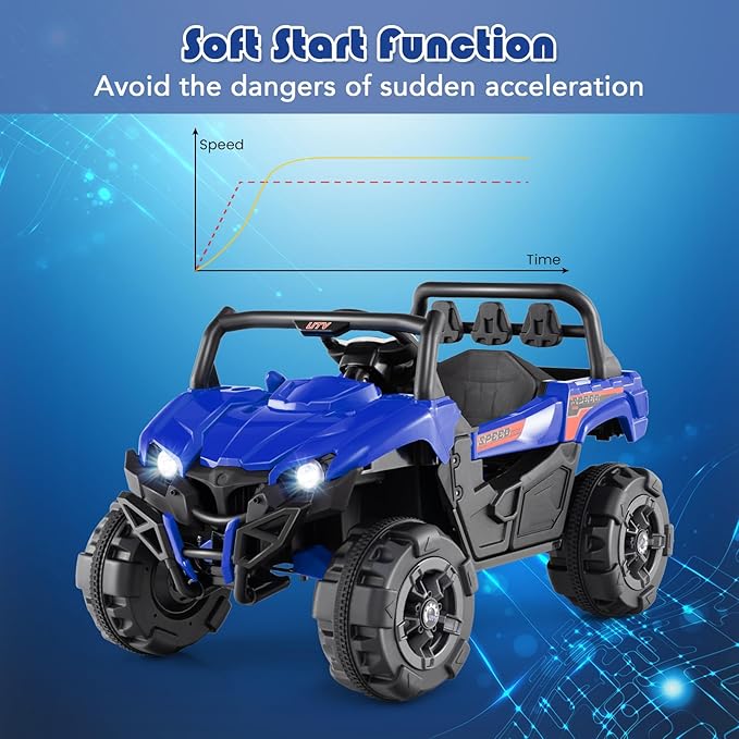 OLAKIDS 12V Ride on Car UTV, Battery Powered Off-Road Kids Electric Vehicles with Remote Control, Music, Horn, MP3, Lights, 3 Speeds, Soft Start, Ride on Truck for Boys Girls (Blue)