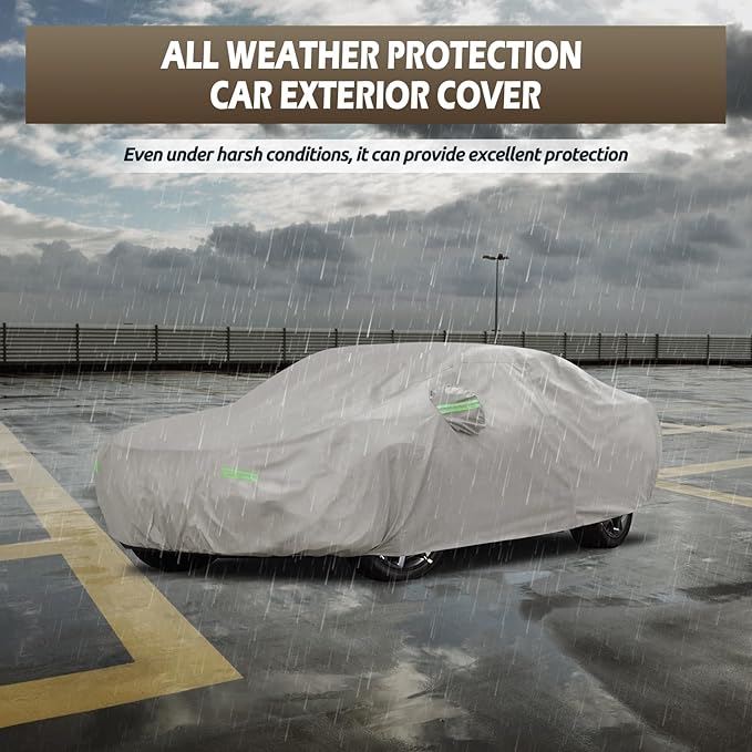 Migaven 6 Layers Car Cover Custom Fit for Dodge Challenger 2008-2025, Waterproof Full Exterior Cover Rain Sun Protection with Door Zipper