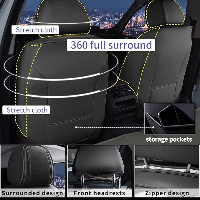Seat Covers for Car Fit for Toyota Camry 2025 2024 2023-2012: Front Seat Covers Faux Leather Waterproof Breathable Car Seat Cushions Cover (2 Seats,Black & Red Line)