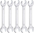 HARFINGTON 5pcs Double Open End Wrench 12mm x 13mm Metric 15 Degree Offset Angle Small Flat Head Wrench Galvanizing Open Ended Spanner for Automotive Repair Furniture Assembly
