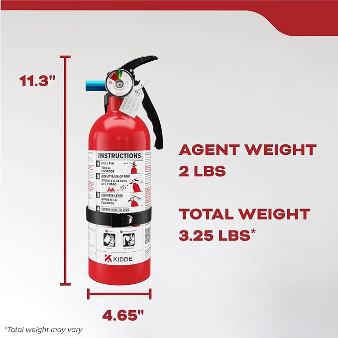 Kidde Basic Fire Extinguisher for Home, Office, Residential, Single-Use, 5BC