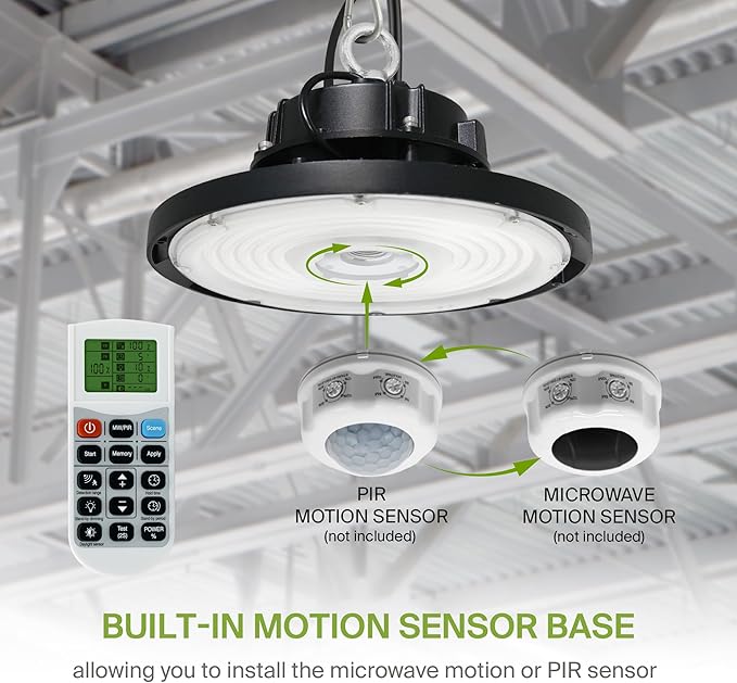 ASD LED High Bay UFO Light Fixture, Commercial Shop Lighting | Dimmable, IP69K Waterproof, DLC Premium, UL Listed | 150W 22000LM 5000K 277-480V | Warehouse, Garage, Workshop, Barn Lamp | Black