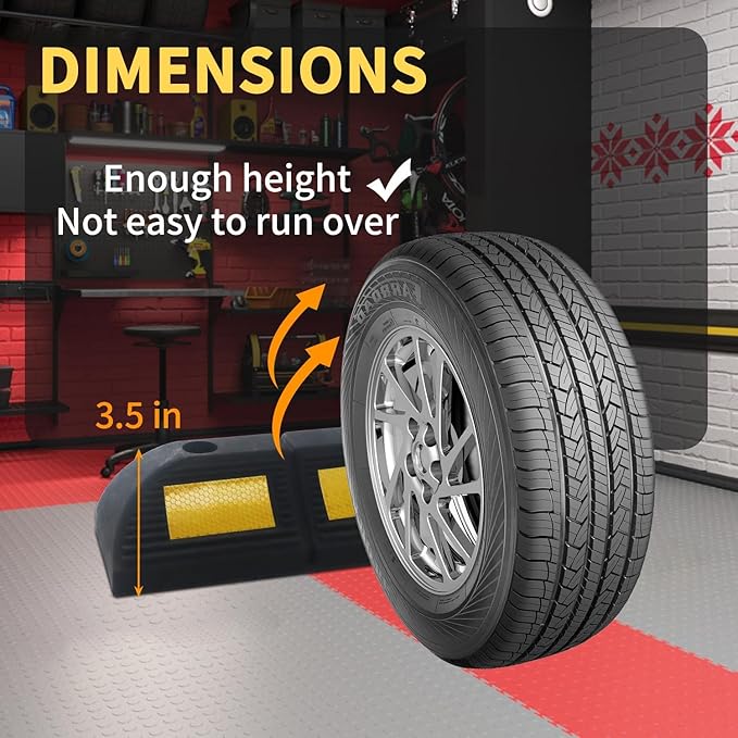 Parking Stopper for Garage Parking Aid 4 Pack Block, Car Truck Curb Floor Parking Lot Wheel Tire Stops Bumpers with Bolt Installation, Rubber Vehicles Aid Gadgets