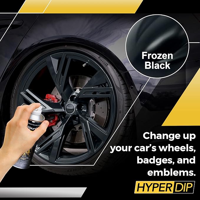 DipYourCar HyperDip Peelable Car Paint in a Can - Automotive Spray/Aerosol Auto Protection and Color for Wheels, Emblems, Mirror, and More - Frozen Black