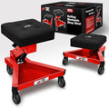 Mechanic Stool with Wheels, Hydraulic Adjustable Shop Stool on Wheels, Garage Work Rolling Chair for Workshop, 400 LBS Capacity, 4 Inch Casters, 360° Swivel Casters Roller Chair, Red