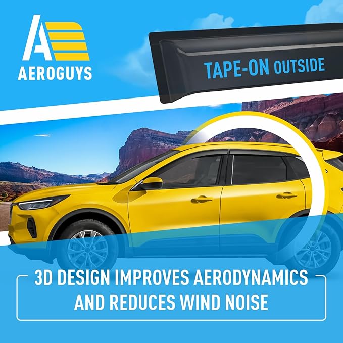 Extra Durable Window Deflectors Tape-On Window Visors Rain Guards Fit for Ford Escape 2020-2025, Sun Visors, Wind Vent for Shades, Exterior Car Accessories - 6pcs. AG0166
