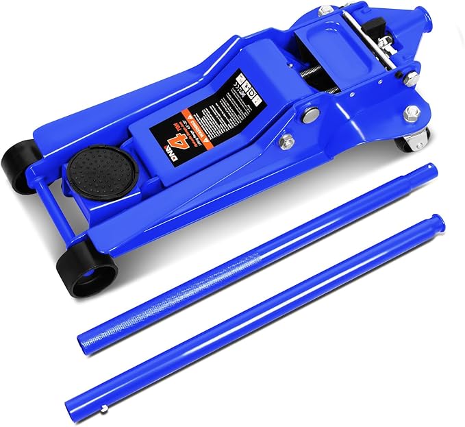 DNA MOTORING Low Profile Hydraulic Trolley Service/Floor Jack, 4 Ton (8000 lbs) Capacity, Lifting Range 4.5"-20",Blue,TOOLS-00308