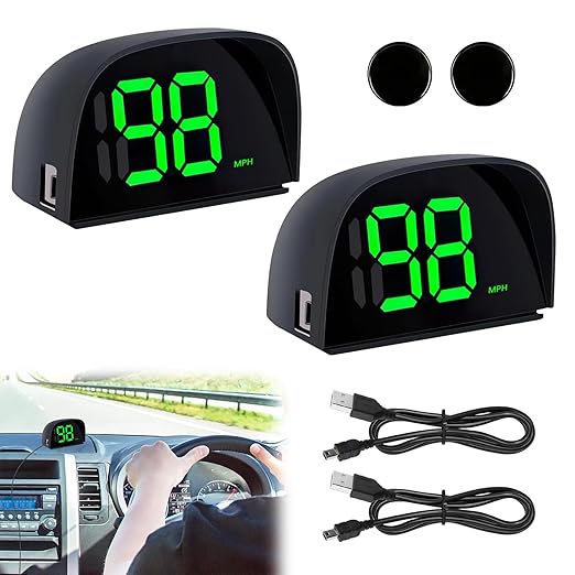 2 Pack GPS Digital Speedometer for Car MPH Golf Cart Universal HUD Speed Meter with LED Large Font Head Up Display Car Accessories with USB Cable Plug Play for Truck Motor SUV Golf Cart All Vehicles