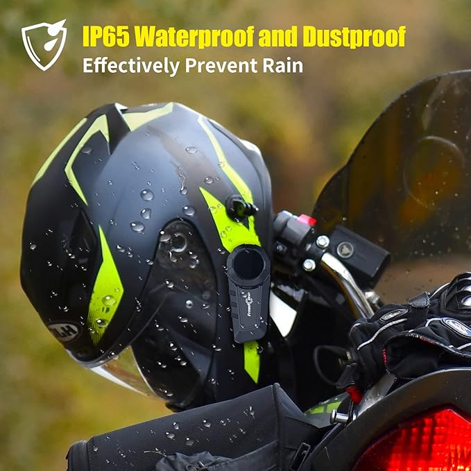 FreedConn KY PRO Motorcycle Helmet Bluetooth Headset, Motorcycle Communication Systems with CVC Noise Cancellation, Stereo Music, 6 Riders 0.75mi/1200m intercom, Dual Device Connection, IP65, 2 Pack