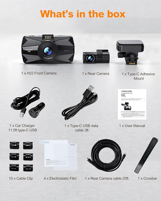4K Dash Cam Front and Rear, Built-in WiFi GPS, 3.3"IPS Screen, HDR Night Vision Car Dash Camera, for App Control, G-Sensor, Loop Recording, Accident Record, Parking Monitor, Support 512GB Max