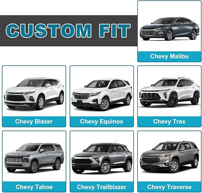 GIANT PANDA Fit Chevy Equinox Trax Malibu Blazer Trailblazer Traverse Tahoe Front Car Seat Cover, 3D Air Mesh Breathable Seat Protector, Blue（2-Pack