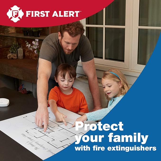 First Alert PRO10 Rechargeable Commercial Fire Extinguisher, UL rated 4-A:60-B:C, Red, 1-Pack