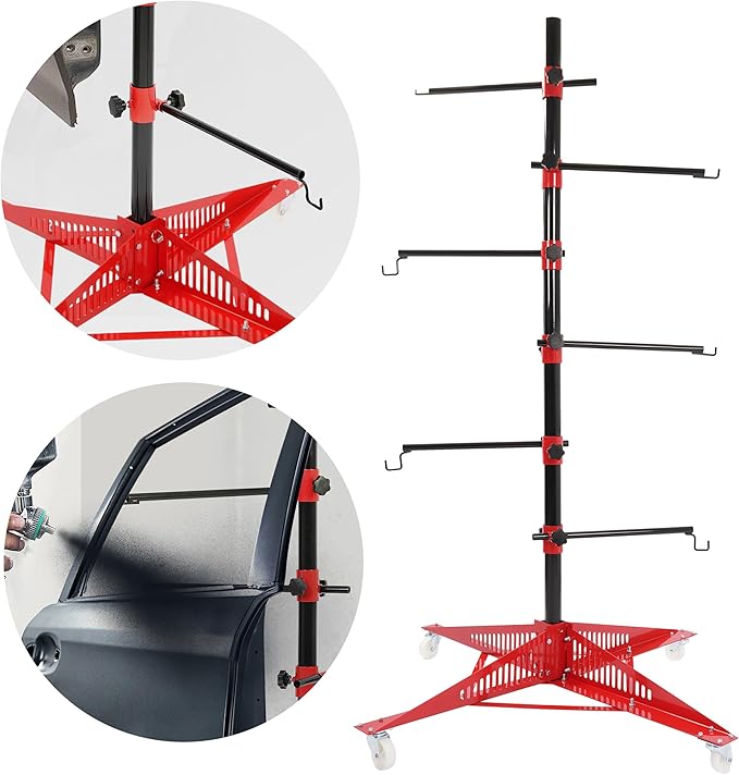 Kojem 72In Universal Auto Paint Rack Stand Tree Holder Adjustable Center Post Steel Powder Coated