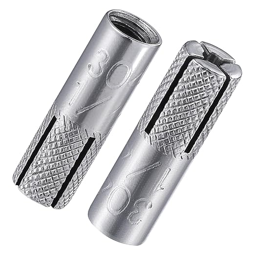Wensilon(100 pcs) 1/4"-20 Premium Stainless Steel Drop in Anchors Assortment, Knurled Drop-in-Anchor for Solid Concrete, Internal Forced Expansion Screw Bolts