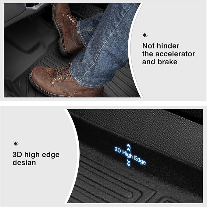 Powerty Floor Mats for 2021-2023 Hyundai Santa Fe 5 Seats (ONLY Hybrid), Custom Fit for Hyundai Santa Fe Accessories, 3D TPE All Weather Car Mats 1st & 2nd Row Heavy-Duty Floor Liners