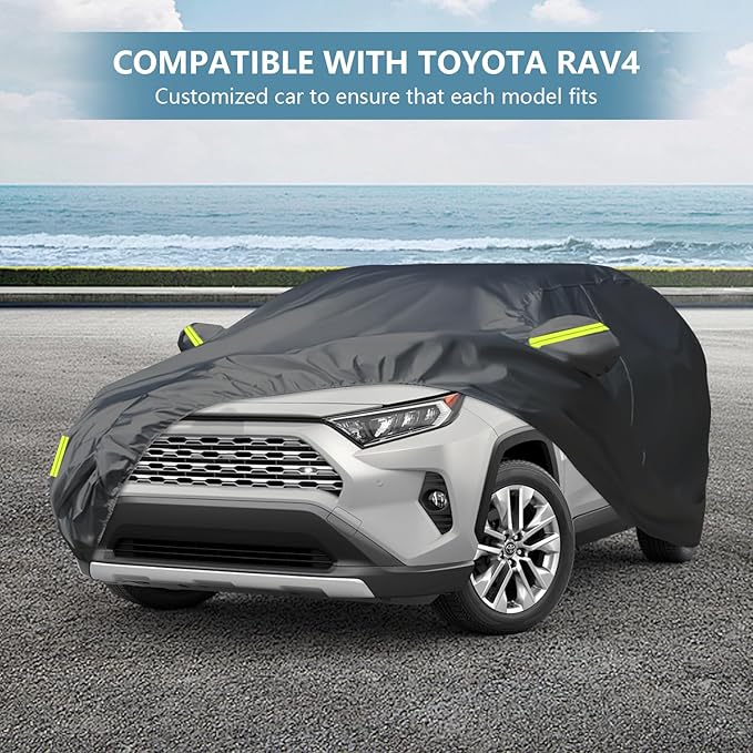 7 Layers Heavy Duty SUV Car Cover Fit for Toyota RAV4 (2006-2025), Waterproof, Tear & UV Resistant, Outdoor Full Car Cover with Storage Bag, Windproof Sun Rain UV Dust Snow Protection