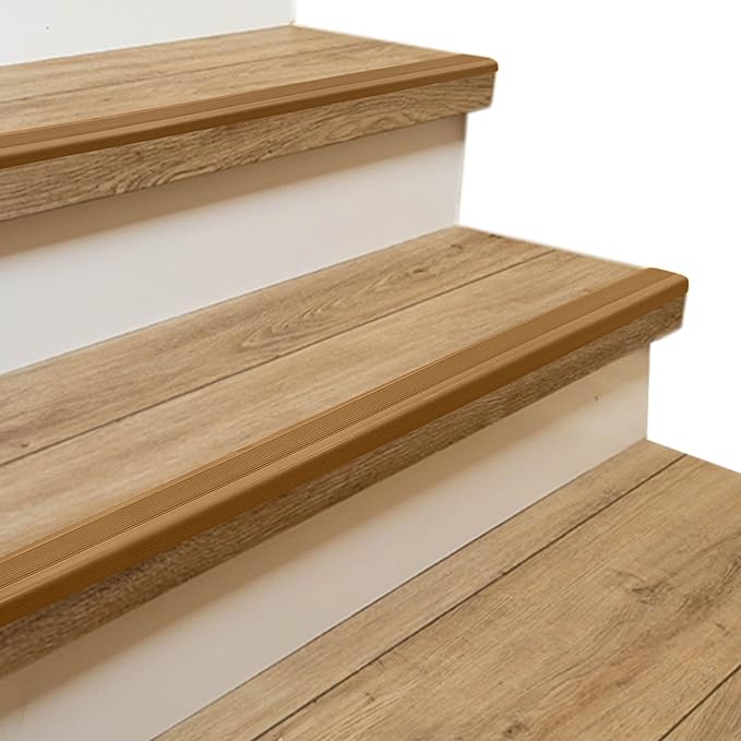 Rubber Bond Stair Edge Protector (Pack of 15) 36x2x1 inch Anti-Slip Stair Corner Trim Rubber Strips - Waterproof Self-Adhesive Staircases for Outdoor & Indoor Uses | Protect Kids & Pets - Brown
