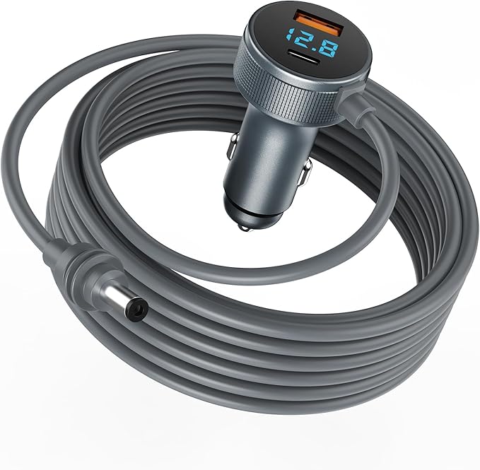 Starlink Mini Cable,3-in-1 Starlink Mini Car Adapter with Digital Display, Starlink Mini Power Cable12V-48V，Cigarette Lighter Adapter with USB C PD 40W& USB A 35W Ports for Trucks and Cars(10FT)