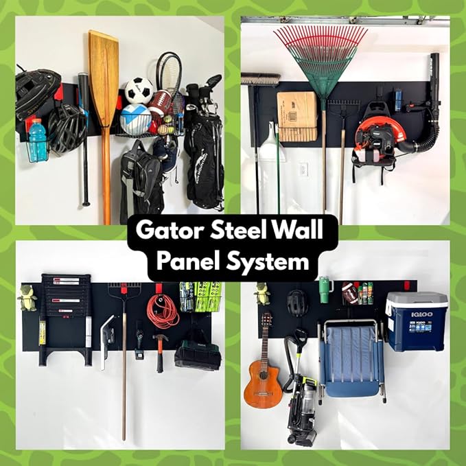 GATOR MAGNETICS Wall Panel Storage & Organization System 2 Pack– 16.75" x 12", Pair Metal Hooks, Galvanized Steel, Heavy-Duty Racks, Garage Organizers, Storage System, Tool Racks