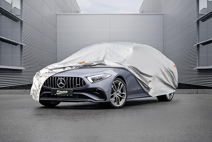 Kayme 6 Layers Car Cover Custom Fit for Mercedes Benz CLS 63 400 500 550 (2004-2025) Waterproof All Weather for Automobiles, Outdoor Full Cover Rain Sun UV Protection.Silver