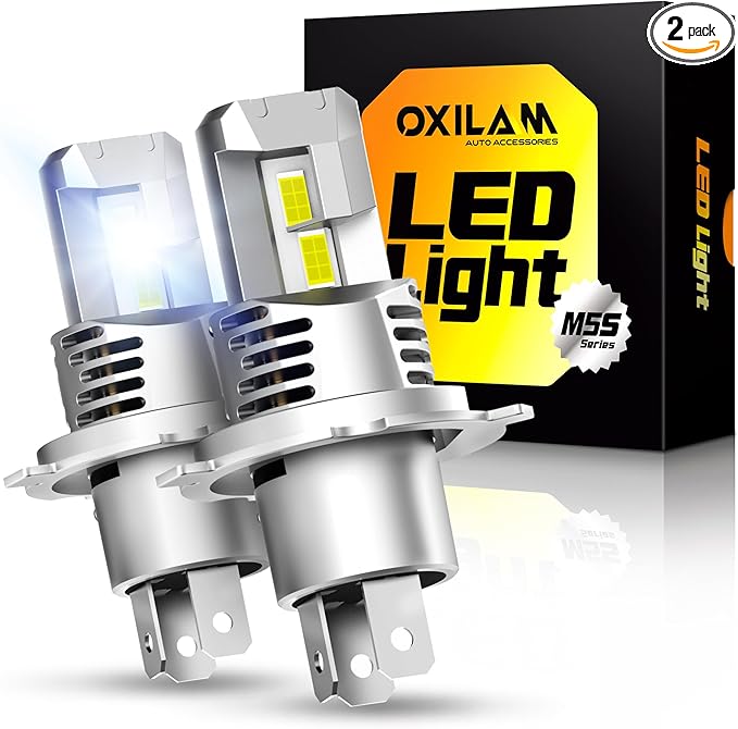 OXILAM HB2 9003 H4 LED Bulbs, 900% Ultra Bright, 40000LM, No Polarity, Plug-N-Play, 70,000 Hours Lifespan, Flicker-Free, 2 Pack