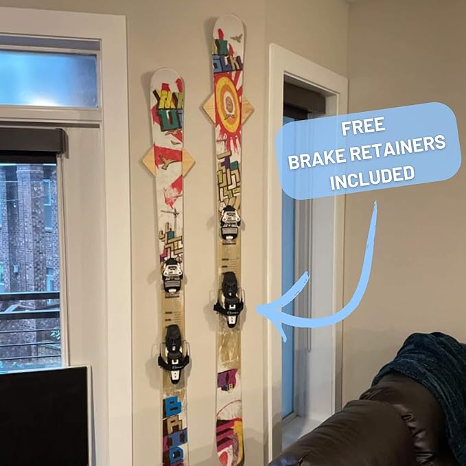 Hang 11 Ski Wall Mount - Ski Hangers for Wall, Display Mount, Minimalist Hardwood Hangers, Decorative Holders to Hang, Vertical Storage Rack for Garage, Showcase your Favorite Pastime