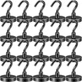 DIYMAG Black Magnetic Hooks, 118 LB Heavy Duty Strong Magnet with Hook, Rare Earth Neodymium Magnets for Hanging, Magnetics Hanger for Curtain, Home, Kitchen, Workplace, 20 Packs