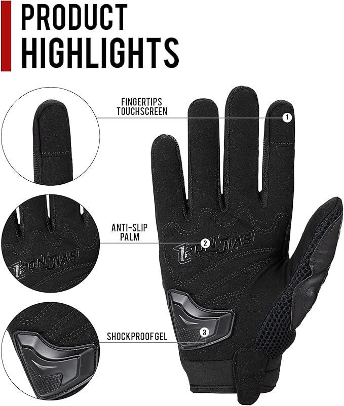 Motorcycle Gloves Touch Screen for Men Women Padding Hard Knuckle Cycling Motorbike ATV Hiking Riding Climbing Glove