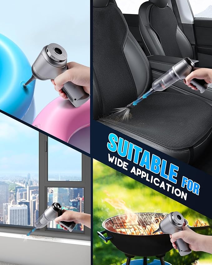 Meteralla 18000Pa Car Vacuum Portable Cordless, 5000mAh High Power Cordless Vacuum Cleaner, 120W Portable Vacuum for Car, Office, Pet and Home Cleaning