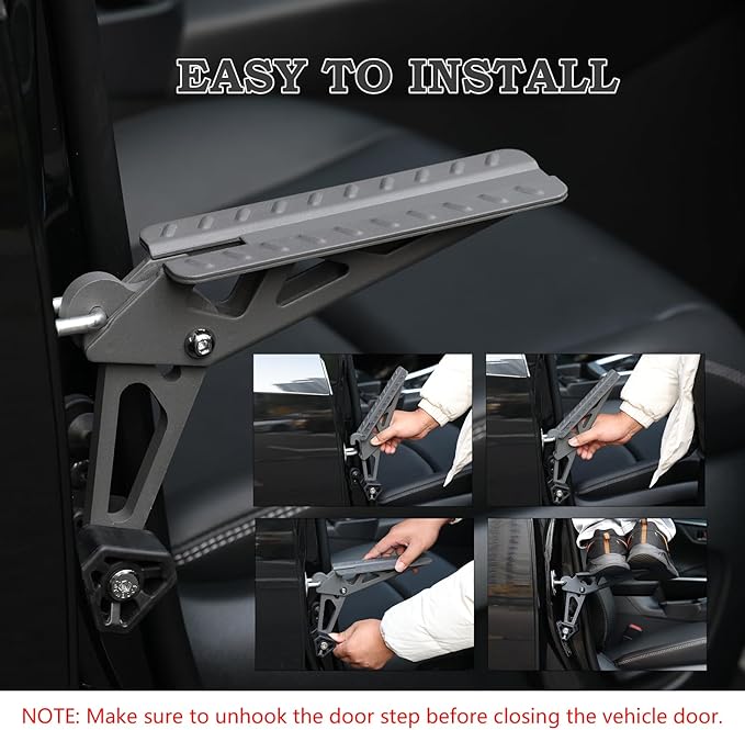 COWVIE Foldable Car Door Step Stand Pedal - Access to Vehicle's Top Roof Both Feet Stand Pedal Ladder for Most SUV Truck Jeep Black