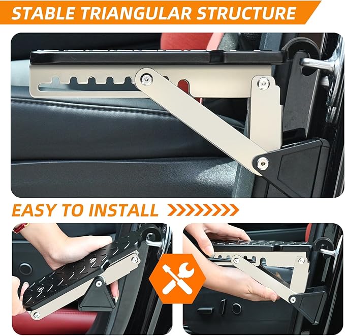 Car Door Step, Universal Fit Door Step for Car Roof Access, Adjustable Stand Pedal for Door Latch, Supports Both Feet, Roof Rack Accessories for Most Car, SUV, Vehicles