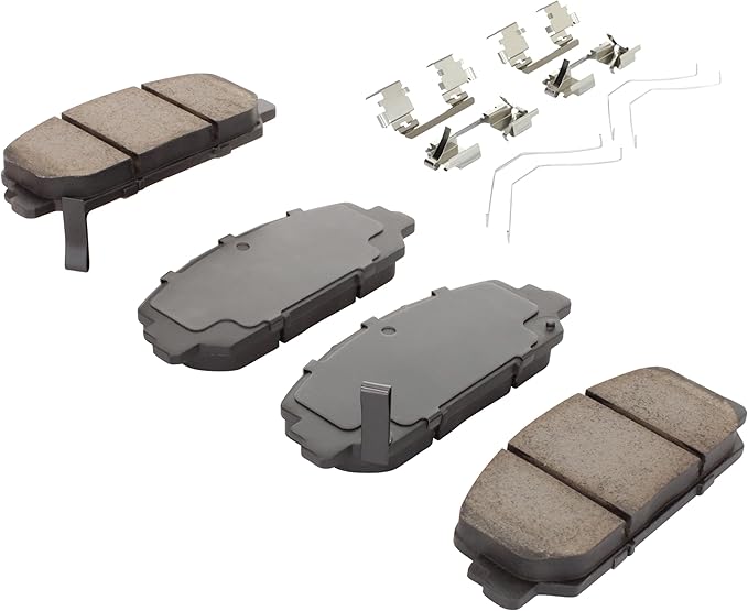 Premium Semi-Metallic Front Brake Pads (1001-1697M) Compatible with Acura ILX 2016-2022, Acura RDX 2013-2018, Acura RLX 2014-2020, Honda Accord 2016-2017, Honda Civic 2017-2020