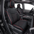 EKR Sienna Seat Covers for 2011-2020 Toyota Sienna L,LE,XLE,Limited,7 Seats,2nd Row Captain Seats W/NO Legrest,Waterproof Car Seat Cover Full Set,Car Seat Protectors-Leather(Black with Red Piping)