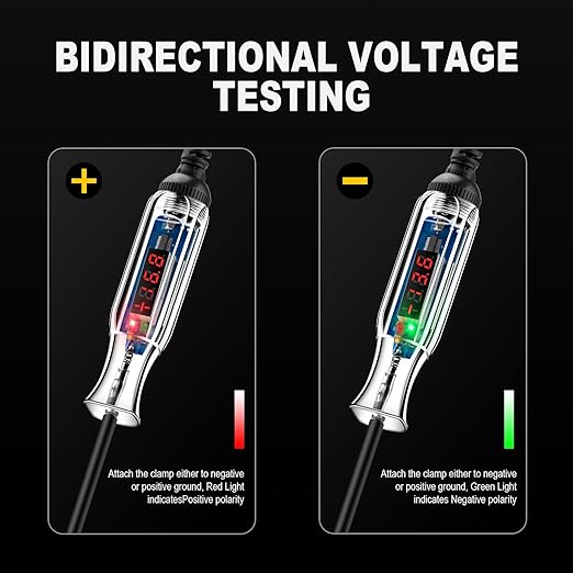 Upgraded 3-72V LED Digital Automotive Circuit Tester, DC Voltage Test Light with Voltmeter & Polarity Indicator Light, Vehicle Circuits Low Voltage Light Tester Pen with Sharp Stainless Probe