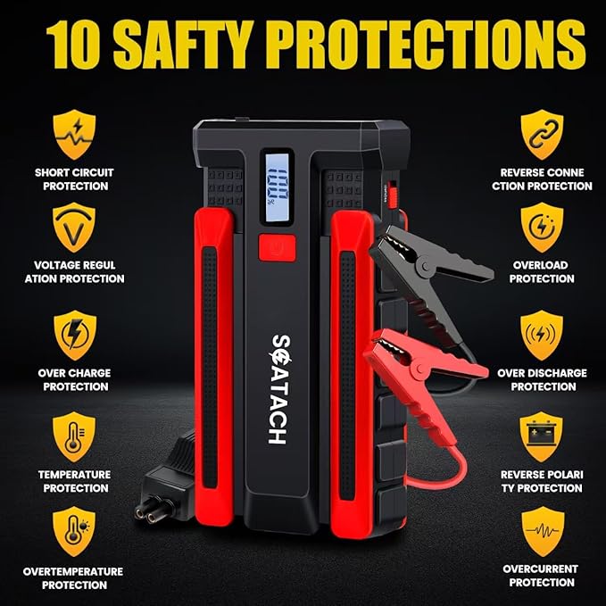 Scatach 002 4000A Car Battery Jump Starter,12V Jump Starter Battery Pack (up to 10.0L Gasoline and 8.0L Diesel Engine), Portable Jump Box with LED Display, 3 Modes Flashlight and Jumper Cable