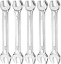 HARFINGTON 5pcs Double Open End Wrench 7mm x 8mm Metric 15 Degree Offset Angle Small Flat Head Wrench Galvanizing Open Ended Spanner for Automotive Repair Furniture Assembly