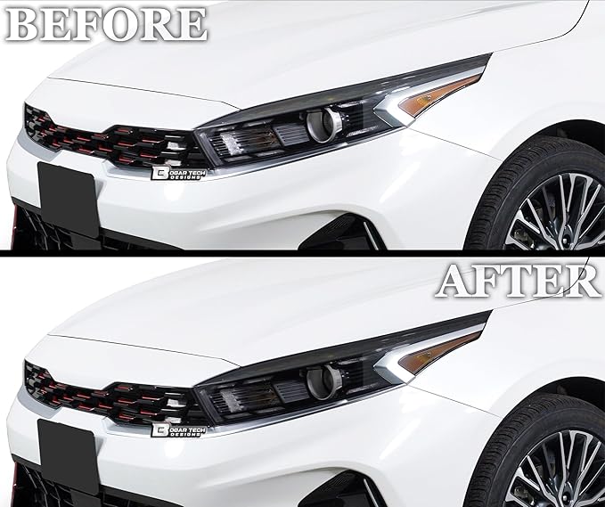 BOGAR TECH DESIGNS Full Headlight Head Light Tint Kit Compatible with Kia Forte 2022-2024, Light Smoke