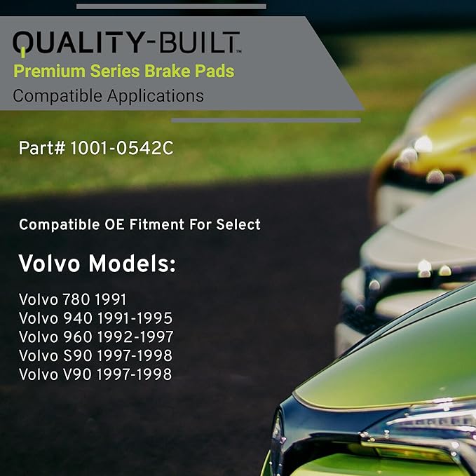 Premium Ceramic Front Brake Pads (1001-0542C) Replacement for Volvo 780 1991, 940 1995-1991, 960 1997-1992, S90 1998-1997, V90 1998-1997