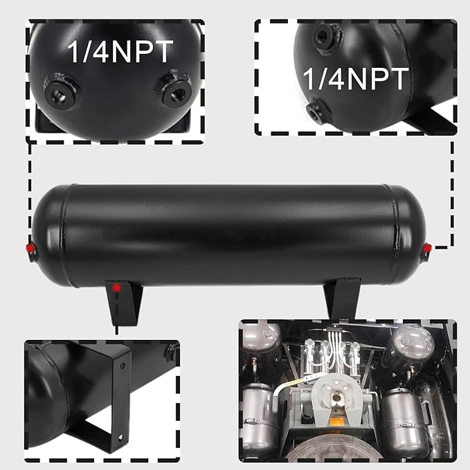 4 Gallon Air Tank for Suspension/Air Ride/Bag/Car Train Truck Horn 15 Liter Compressed Air Storage Tank Air Ride Receiver Tank
