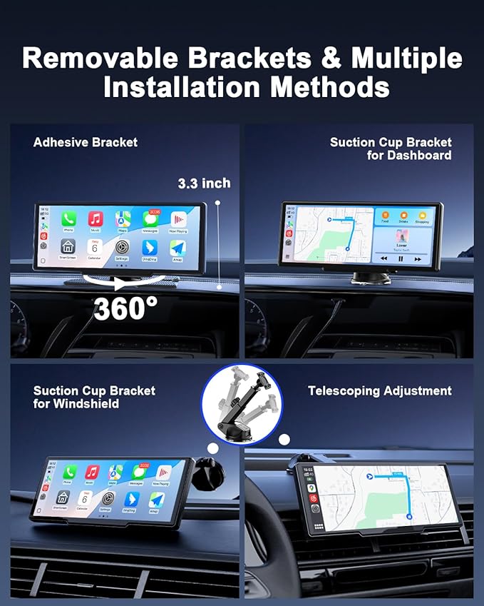8.1'' Wireless Apple Carplay Screen for Car, Android Auto with Backup Camera, Portable Car Stereo Touchscreen with OTA/GPS Navigation/Mirror Link/Voice Control/Bluetooth/AUX/FM/WiFi