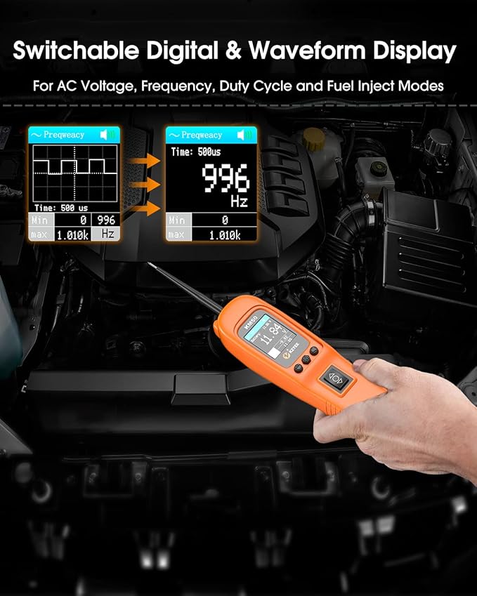 KZYEE KM50 (Upgrade of KM10) Power Circuit Probe Kit - 12V/24V Automotive Circuit Tester Current Probe with AC/DC Voltage/Resistance/Diode/Frequency/Duty Cycle/Fuel Injection, Activate Component