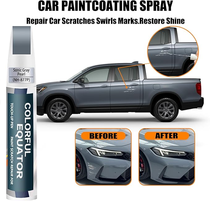 Sonic Gray Pearl(NH-877P/138P) Touch Up Paint Compatible with Honda, Car Paint Pen Scratch Repair Two-In-One Touch Up Paint, Premium Car Scratch Remover for Deep Scratches