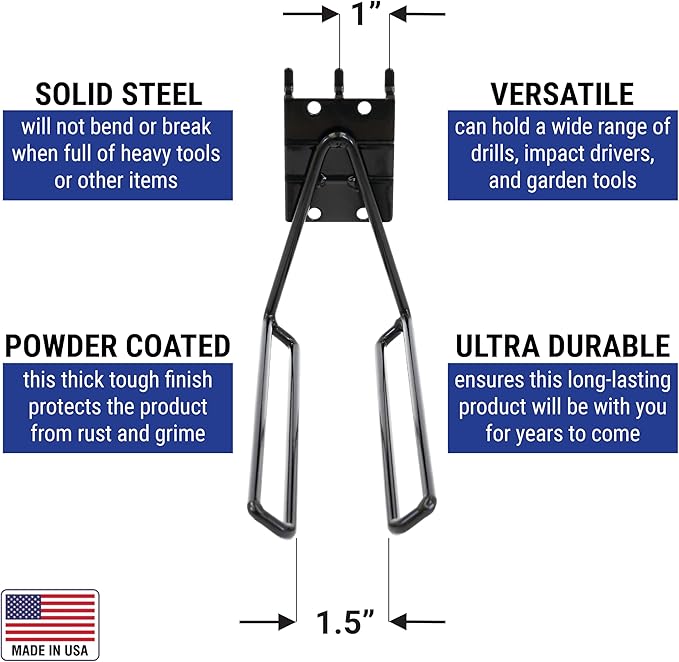Victory Display Heavy Duty Garage Hooks | Garage Organization Hooks for Hanging Tools | Fits Pegboard & Slatwall | Garage Tool Organizer | Ladder Hangers | Wall Mount Storage Rack | 5-Pack