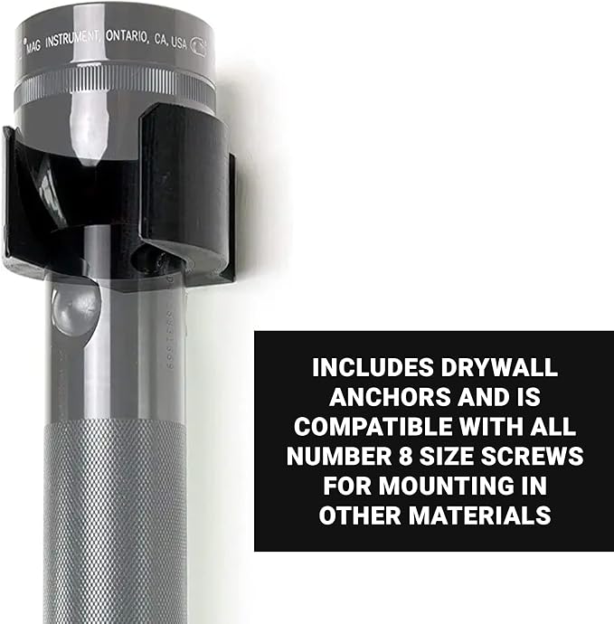 Spartan Mounts Heavy-Duty Flashlight Mount Compatible with MagLite C-Size | Wall or Surface Mounting Kit | Closet Safe Room Emergency Blackout Power Outage Garage Workshop Basement | Made in USA