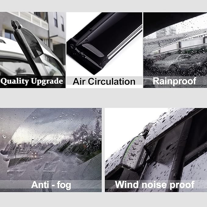 Side Window Wind Deflector, Out-Channel Tape-On Nice Rain Guards Set, Window Visor fit for 2006-2011 Honda Civic 2-Door Coupe Only 92410