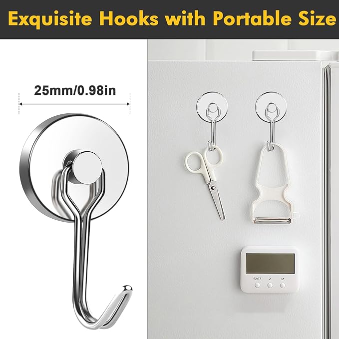 MIKEDE Magnetic Hooks, 70LB+ Swivel Swing Strong Magnetic Hooks Heavy Duty,Neodymium Cruise Hooks Magnets for Hanging, Home, Workplace, Metal Door, Office and Garage - Pack of 4