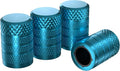 CKAuto Tire Valve Stem Caps, Cyan, 4 pcs/Pack, Anodized Aluminum Tire Valve Cap Set, Corrosion Resistant, Universal Stem Covers for Cars Trucks Motorcycles SUVs and Bikes