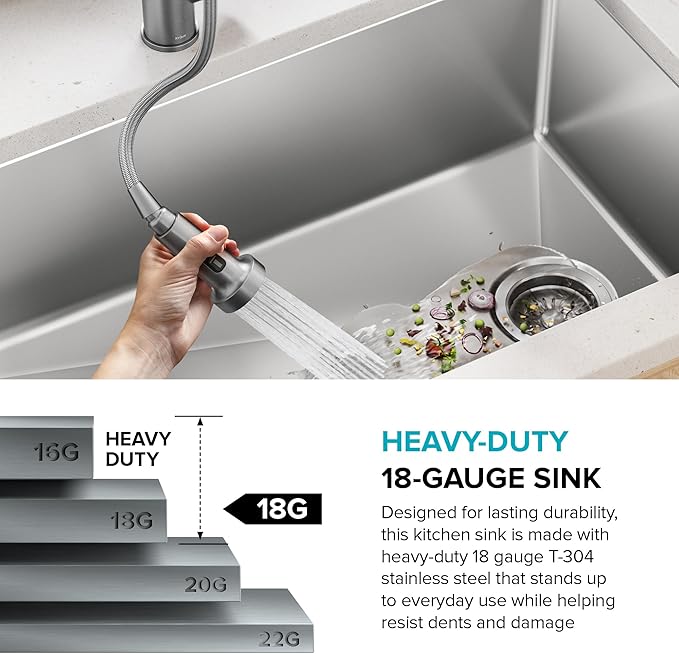 KRAUS Fairlane 33-inch Undermount Double Bowl 18-Gauge Stainless Steel Kitchen Sink, KHU632-33