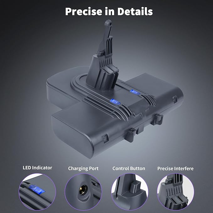 Replacement Battery for Dyson V7, 8000mAh 21.6V Li-ion Battery Compatible with SV11 V7 Fluffy V7 Motorhead V7 Animal V7 Trigger V7 HEPA V7 Car+Boat V7 Absolute V7 Extra V7 Mattress Handheld Vacuum