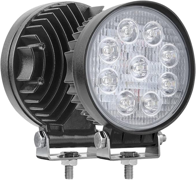 AUXMOTEC 27W Spot Blue Round Work LED Light Fog Offroad Off Road Lights Driving Lamp Waterproof for Hunting Pickup UTV Truck Car Boat SUV Boat 4WD ATV 12V 24V 4x4 Tractor Motorcycle（2pcs）